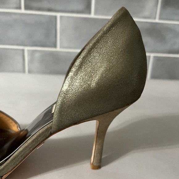 BADGLEY MISCHKA Salsa Satin Jewel Embellished Peep Toe Pumps Size 8.5 - Picture 11 of 11